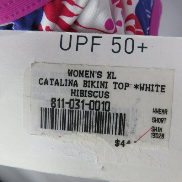 Carve Designs Hawaiian Print Swimsuit Top Size XL Pink Purple Aqua Racer Back - Picture 5 of 9